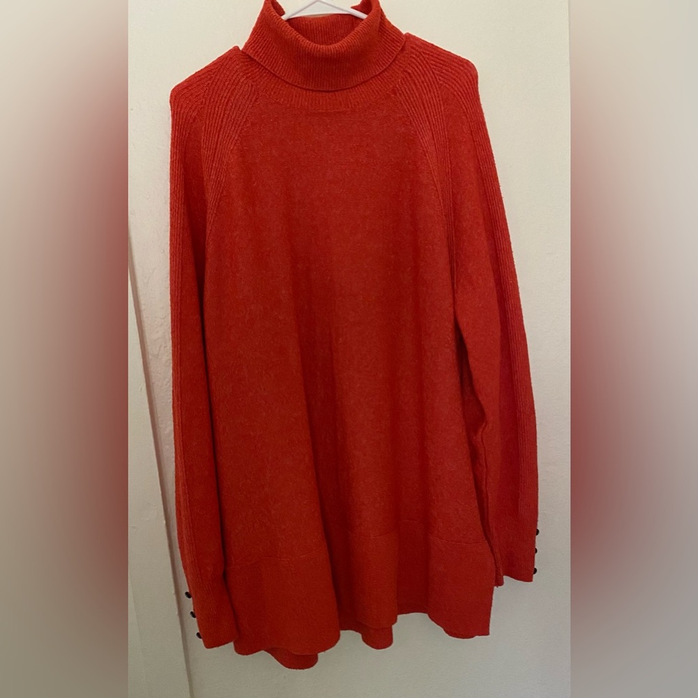 Red Turtleneck Knit Sweater